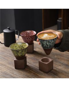 Buddha Stones Retro Kiln Change Ceramic Coffee Mug Tea Latte Espresso Coffee Cup With Base 200ml - Kiln Change Colorful 9.3cm*9.5cm*200ml