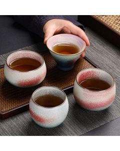 Buddha Stones Retro Red Gradient Kiln Change Ceramic Teacup Kung Fu Tea Cup - 7.2cm*6cm*140ml