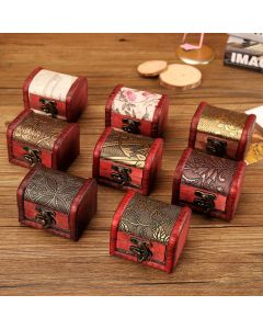 Buddha Stones Retro Small Wood Jewelry Box Lotus Golden Grape Copper Coin Daffodil Grass Flower Jewelry Storage Box - Ancient Egyptian 8*6.5*6cm