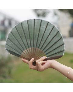Buddha Stones Retro Solid Color Shell Shape Handheld Bamboo Folding Fan - DarkOrange 22cm