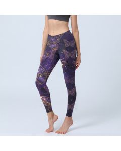 Buddha Stones Romantic Style Butterfly Pattern Print Gym Leggings Women's Yoga Pants - Indigo / US18，UK/AU22，EU50 (4XL)