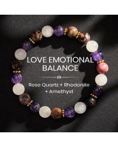 Buddha Stones Rose Quartz Rhodonite Amethyst Beads Peace Bracelet - 8mm