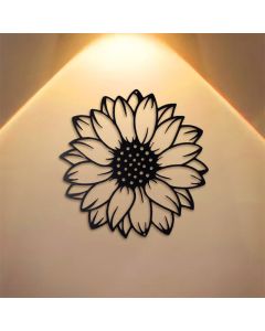 Buddha Stones Round Floral Sunflower Energy Iron Metal Wall Decor - Black / Approx. 25cm x 25cm x 0.1cm / 9.84in x 9.84in x 0.04in
