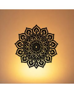 Buddha Stones Round Mandala Focus Cutout Decor Mindfulness Iron Metal Meaningful Symbols Wall Art - Approx. 25cm x 24.15cm x 0.1cm / 9.84in x 9.51in x 0.04in