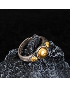 Buddha Stones 925 Sterling Silver Plated Gold Skeleton Balance Adjustable Ring - Skeleton(Circumference: 70mm)