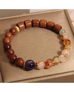 Buddha Stones Sandalwood Rosewood Citrine Protection Bracelet - Sandalwood Rosewood Citrine(Wrist Circumference: 14-18cm)