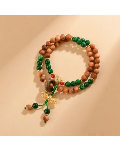 Buddha Stones Sandalwood Wood Bead Tibet Dorje Vajra  Double Twisted Design Protection Healing Bracelet - Sandalwood(Protection❤Healing)