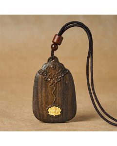 Buddha Stones Sappanwood Auspicious Clouds Lotus Carved New Beginnings Pendant Necklace - Cloud Lotus Blessing