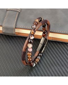 Buddha Stones Sardonyx Double Wrap Braided Leather Success Bracelet - Sardonyx Leather(Wrist Circumference: 19cm)