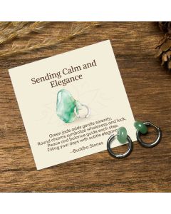 Buddha Stones "Sending Calm and Elegance"Titanium Steel Jade Earrings Includes Gift Message Card - Titanium Steel Posts / Deluxe Gift Bag (+$9.59)