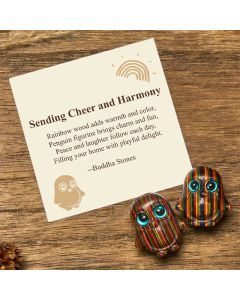 Buddha Stones "Sending Cheer and Harmony" 2Pcs Mini Penguin Decoration Includes Gift Message Card - 2Pcs Penguin 28*26mm / Deluxe Gift Bag (+$9.59)