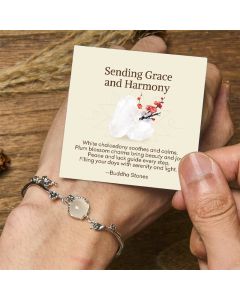 Buddha Stones "Sending Grace and Harmony"Plum Blossom Chalcedony Bracelet Includes Gift Message Card - Chalcedony(Positive♥Harmony) / Deluxe Gift Bag (+$9.59)