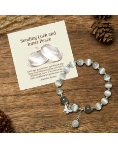 Buddha Stones "Sending Luck and Inner Peace" Cat's Eye Butterfly Bracelet Includes Gift Message Card - Cat's Eye&Moonstone Butterfly / Deluxe Gift Bag (+$9.59)