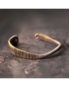 Buddha Stones Simple Design Wrapped Brass Copper Luck Wealth Adjustable Cuff Bracelet - 16-17cm(Adjustable)