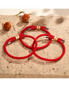 Buddha Stones Single-Digit Angel Numbers Adjustable String Protection Bracelet - Dark Red Rope(Wrist Circumference: 15-23cm) / 9