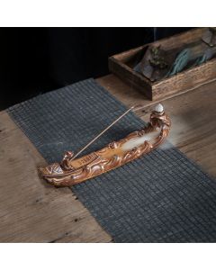 Buddha Stones Small Boat Cicada Home Decoration Incense Burner - Cicada(25*5.5*5.5cm)