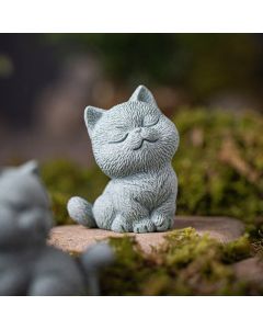 Buddha Stones Small Cat Home Tea Pet Figurine Desk Decoration - Sleeping Cat 10.6*4*2.5cm