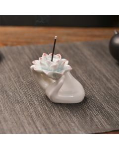 Buddha Stones Small Ceramic Lotus Hand Healing Meditation Incense Burner Decoration - Lotus Hand