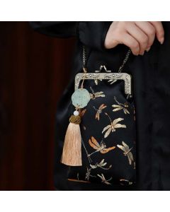 Buddha Stones Small Dragonfly Metal Chain Crossbody Bag Shoulder Bag Cellphone Bag - Dragonfly 11*19*3cm