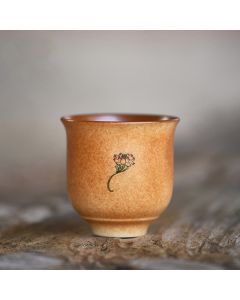 Buddha Stones Small Dunhuang Frescoes Lotus Ceramic Teacup Kung Fu Tea Cup 90ml - 5.6cm*5.6cm*90ml
