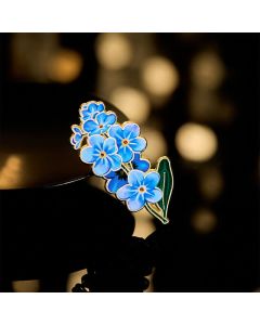 Buddha Stones Small Forget-Me-Not Corn Poppy Lily of the Valley Hydrangea Lupine Copper Brooch - Lupine 1.4*3.5cm