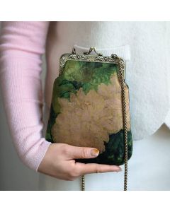 Buddha Stones Small Green Peony Butterfly Metal Chain Crossbody Bag Shoulder Bag Cellphone Bag - Green Peony Butterfly 20*16*4cm