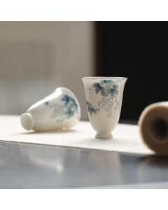 Buddha Stones Small Hand Painted Grapes Ceramic Teacup Kung Fu Tea Cup 30ml - 4.5cm*6cm*30ml