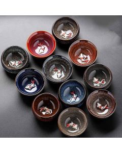 Buddha Stones Small Koi Fish Kiln Change Chinese Jianzhan Ceramic Teacup Kung Fu Tea Cup 60ml - Brown Gray Beige 6.6cm*4.2cm*60ml