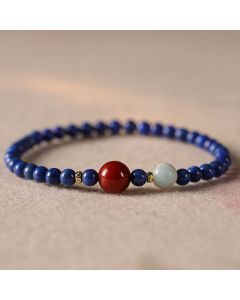 Buddha Stones Small Lazurite Lapis Lazuli Agate Ultra-thin Beads Positive Bracelet - Lazurite(Wrist Circumference: 5.5-5.9in)