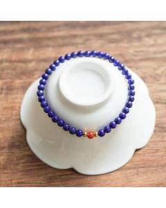 Buddha Stones Small Lazurite Lapis Lazuli Cinnabar Ultra-thin Beads Positive Bracelet - Lazurite(Wrist Circumference: 5.5-5.9in)