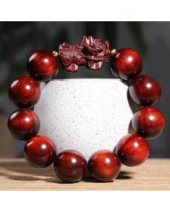 Buddha Stones Small Leaf Red Sandalwood PiXiu Protection Bracelet - Small Leaf Red Sandalwood(Wrist Circumference 15-22cm)