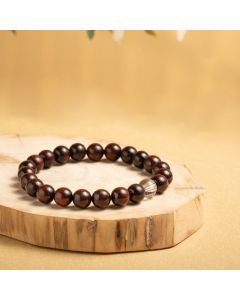Buddha Stones Small Leaf Red Sandalwood White Crystal Protection Bracelet - Small Leaf Red Sandalwood(Wrist Circumference 14-16cm)