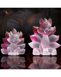 Buddha Stones Small Nine Tailed Fox Success Strength Home Figurine Decoration - Yellow / Large 100*90*98mm