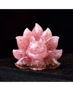 Buddha Stones Small Various Stone Pink Crystal Citrine Amethyst Nine Tailed Fox Warmth Home Decoration - Aquamarine+Opal 8.8*6.9*8cm