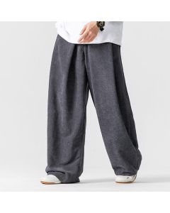 Buddha Stones Solid Color Corduroy Men's Wide Leg Pants With Pockets - Pink / US/UK/AU46，EU56 (5XL)