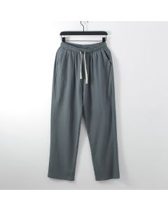 Buddha Stones Solid Color Cotton Linen Casual Loose Men's Pants With Pockets - DimGray / US/UK/AU54，EU64 (9XL)
