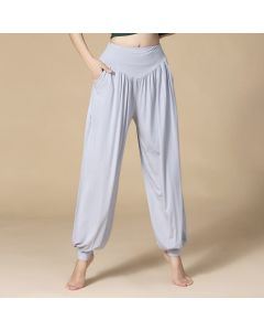 Buddha Stones Solid Color Modal Yoga Dance High Waist Harem Pants With Pockets - Dark Gray / US14，UK/AU18，EU46 (3XL)