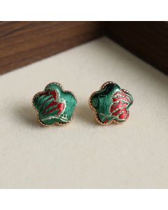 Buddha Stones Song Brocade Flower Balance Earrings - Purple