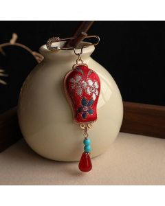 Buddha Stones Song Brocade Vase Design Elegant Brooch - Dark Blue