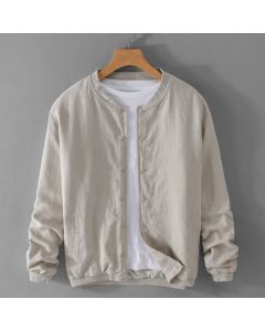Buddha Stones Spring Casual Minimalist Button-Up Solid Men's Jacket With Pockets - Beige / US/UK/AU36，EU46 (L)