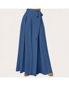 Buddha Stones Spring Casual Retro Plain Drawstring Women's Wide Leg Pants With Pockets - Black / US6，UK/AU10，EU38 (M)