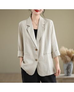 Buddha Stones Spring Solid Color Long Sleeve Women's Jacket With Pockets - Teal / US8-10，UK/AU12-14，EU40-42 (2XL)
