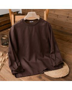 Buddha Stones Spring Fall Casual Minimalist Solid Men's Long Sleeve T-Shirts - DimGray / US/UK/AU38，EU48 (XL)