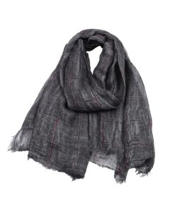 Buddha Stones Spring Fall Plaid Checkered Pattern Casual Men's Scarf - Black / Approx. 39.4 in × 74.8 in / 100 × 190 cm