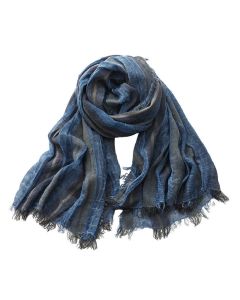 Buddha Stones Spring Fall Relaxed Gauzy Striped Travel Ready Men's Scarf - Navy