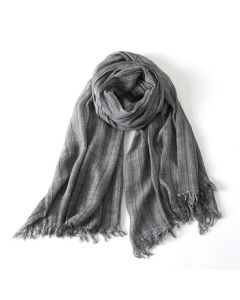 Buddha Stones Spring Fall Soft Textured Travel Tassel Men's Scarf - Gray