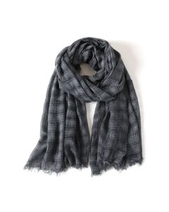 Buddha Stones Spring Fall Textured Checked Draped Men's Scarf - DarkSlateGray