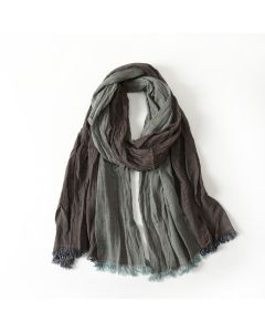 Buddha Stones Spring Fall Two Tone Olive Brown Crinkled Tassel Women's Scarf - DarkOliveGreen