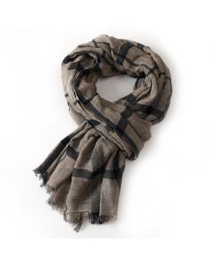 Buddha Stones Spring Fall Urban Plaid Lightweight Fringe Men's Scarf - Gray