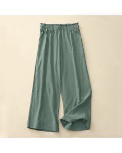 Buddha Stones Spring Summer Casual Minimalist Solid Drawstring Long Pants Women's Straight Leg Pants With Pockets - OliveDrab / US8-10，UK/AU12-14，EU40-42 (XL)